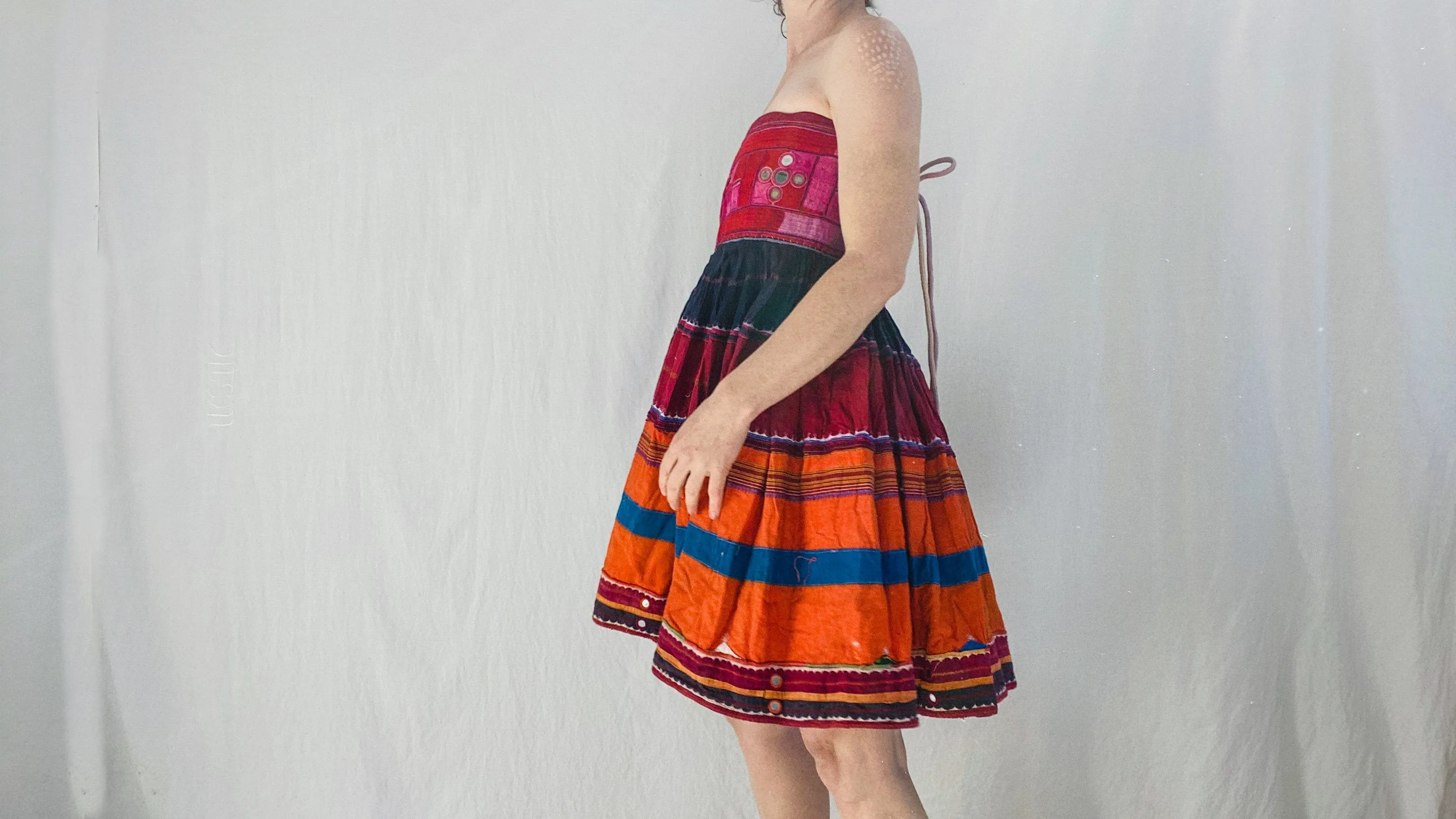Banjara Sundress. Tribal. S-M. Mirrorwork. Embroidered. Cotton & Silk