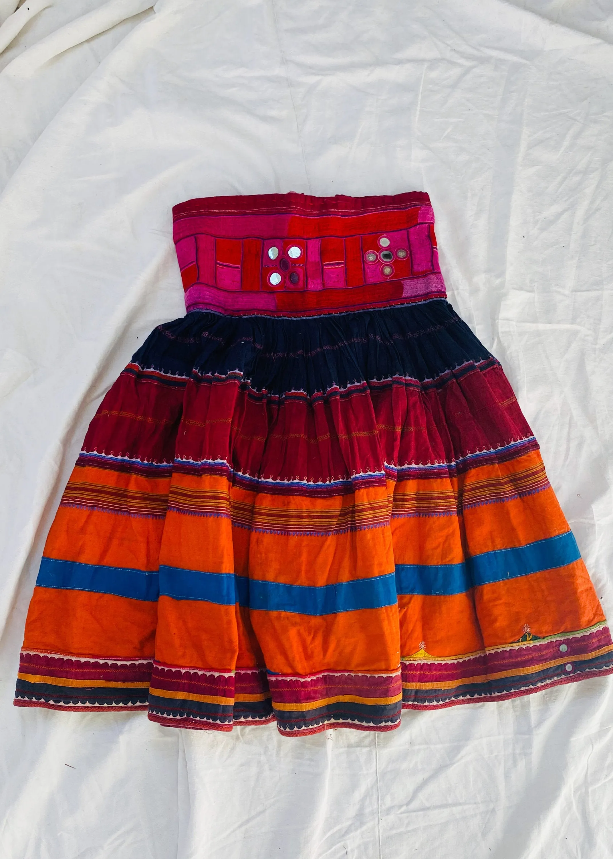 Banjara Sundress. Tribal. S-M. Mirrorwork. Embroidered. Cotton & Silk
