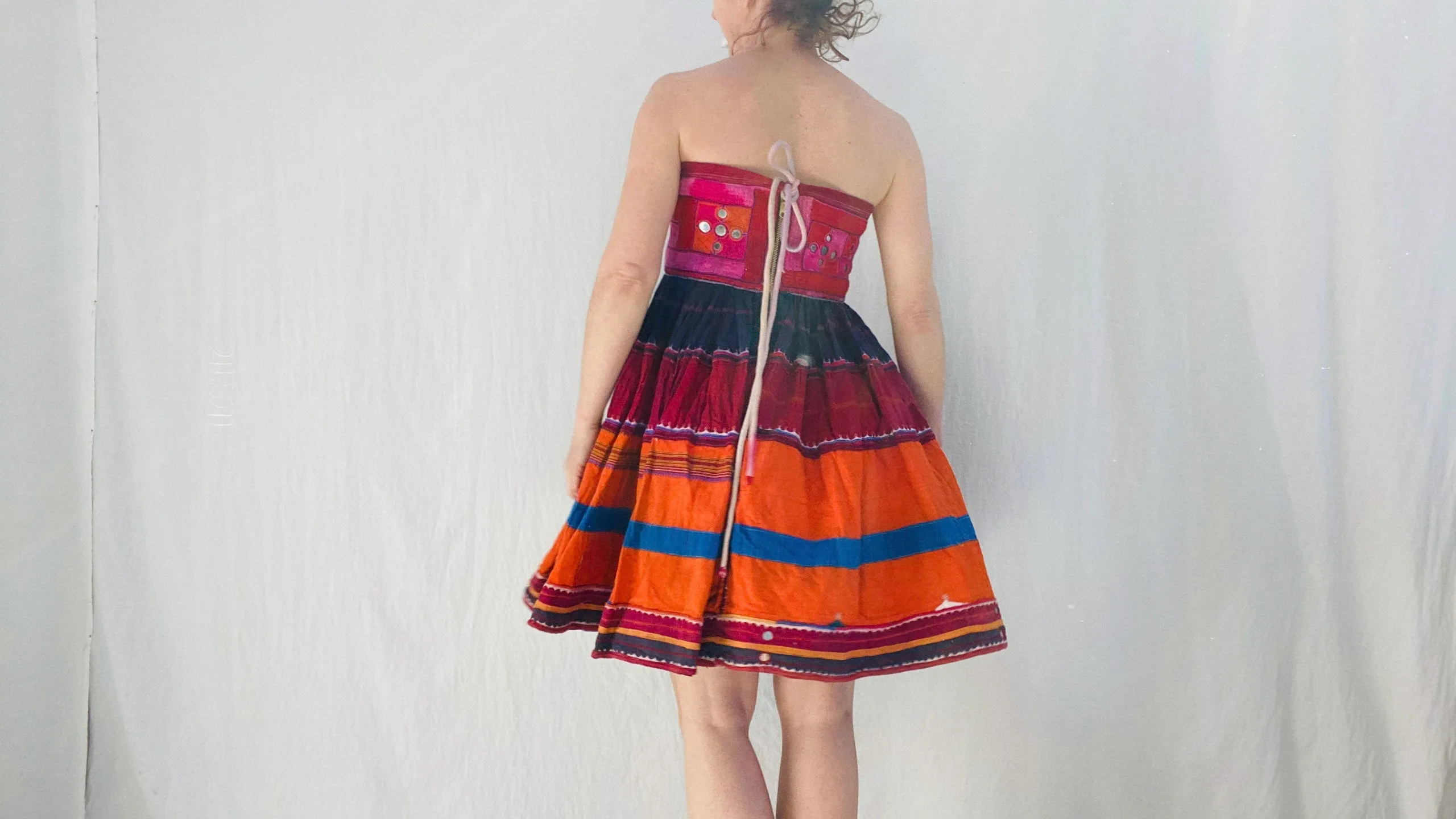Banjara Sundress. Tribal. S-M. Mirrorwork. Embroidered. Cotton & Silk