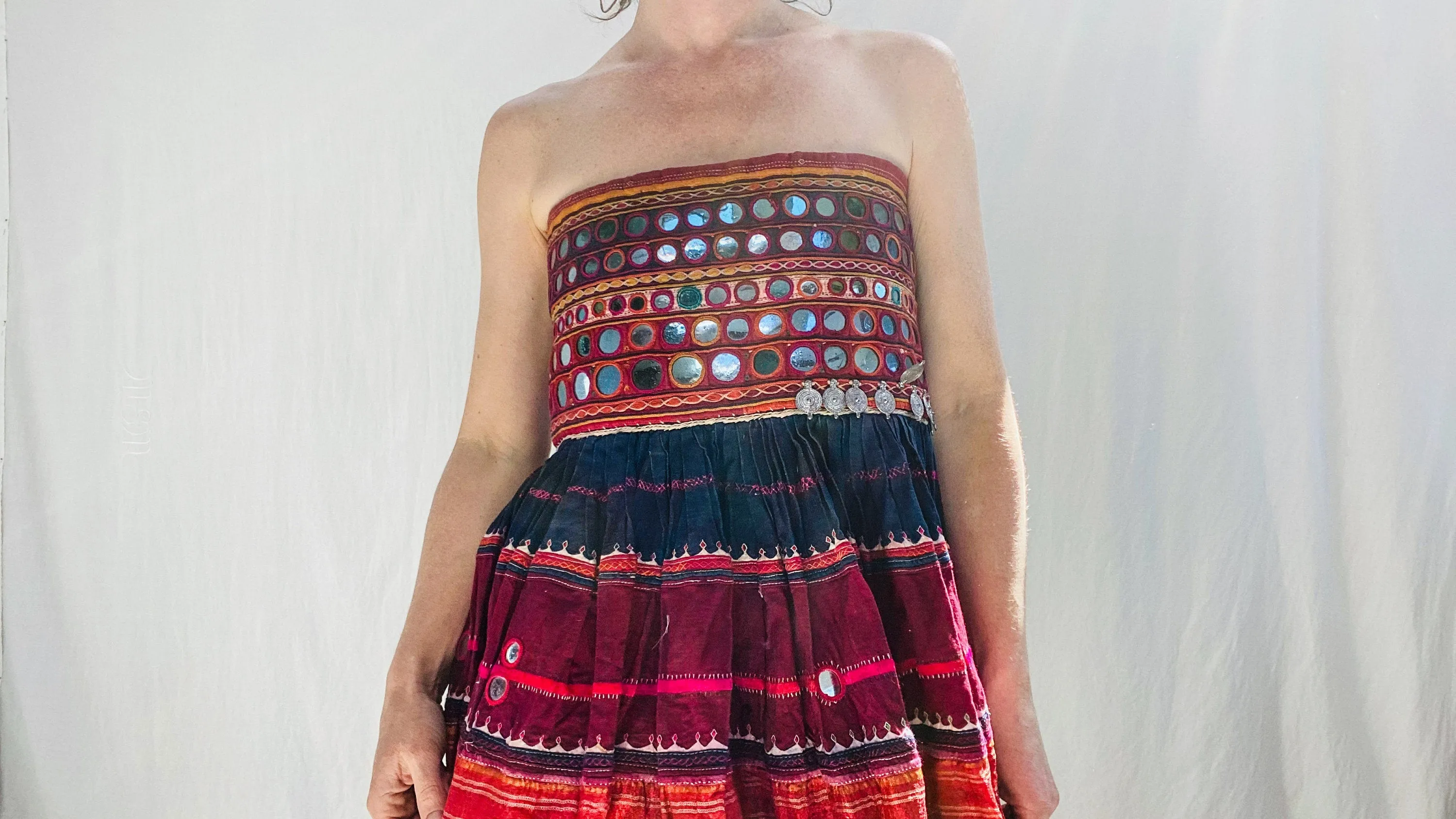 Banjara Sundress. Tribal. S-M. Mirrorwork. Embroidered. Rayon & Silk
