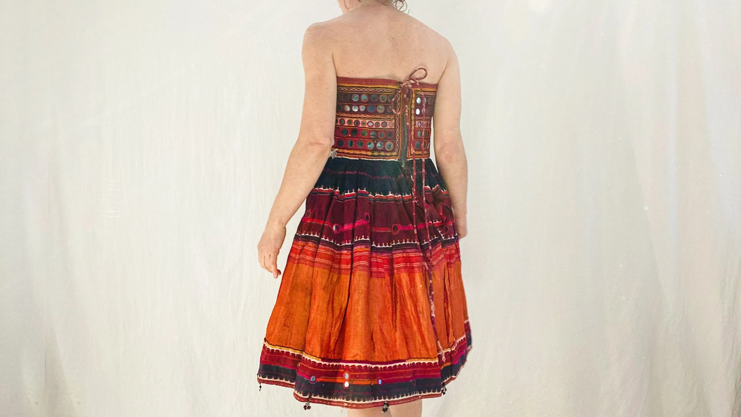 Banjara Sundress. Tribal. S-M. Mirrorwork. Embroidered. Rayon & Silk