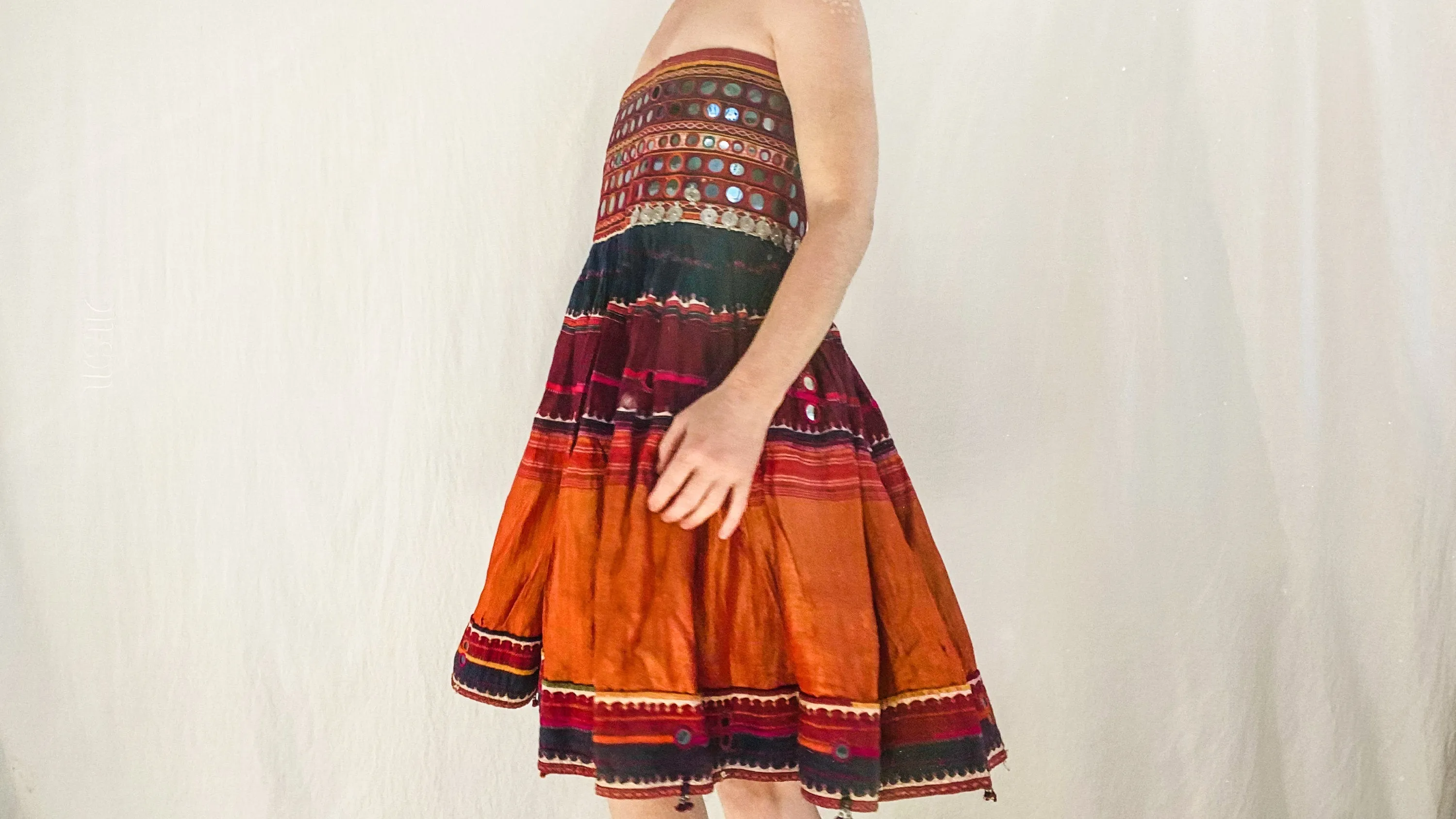Banjara Sundress. Tribal. S-M. Mirrorwork. Embroidered. Rayon & Silk