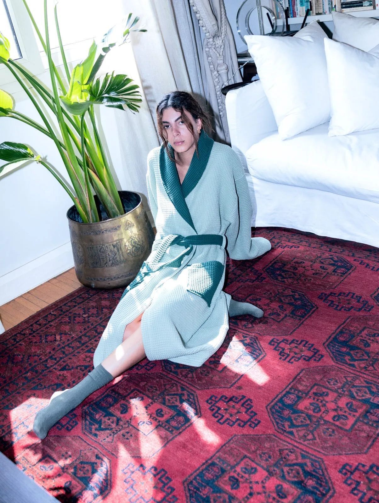 BATHROBE | WAFFLE LAUREL GREEN