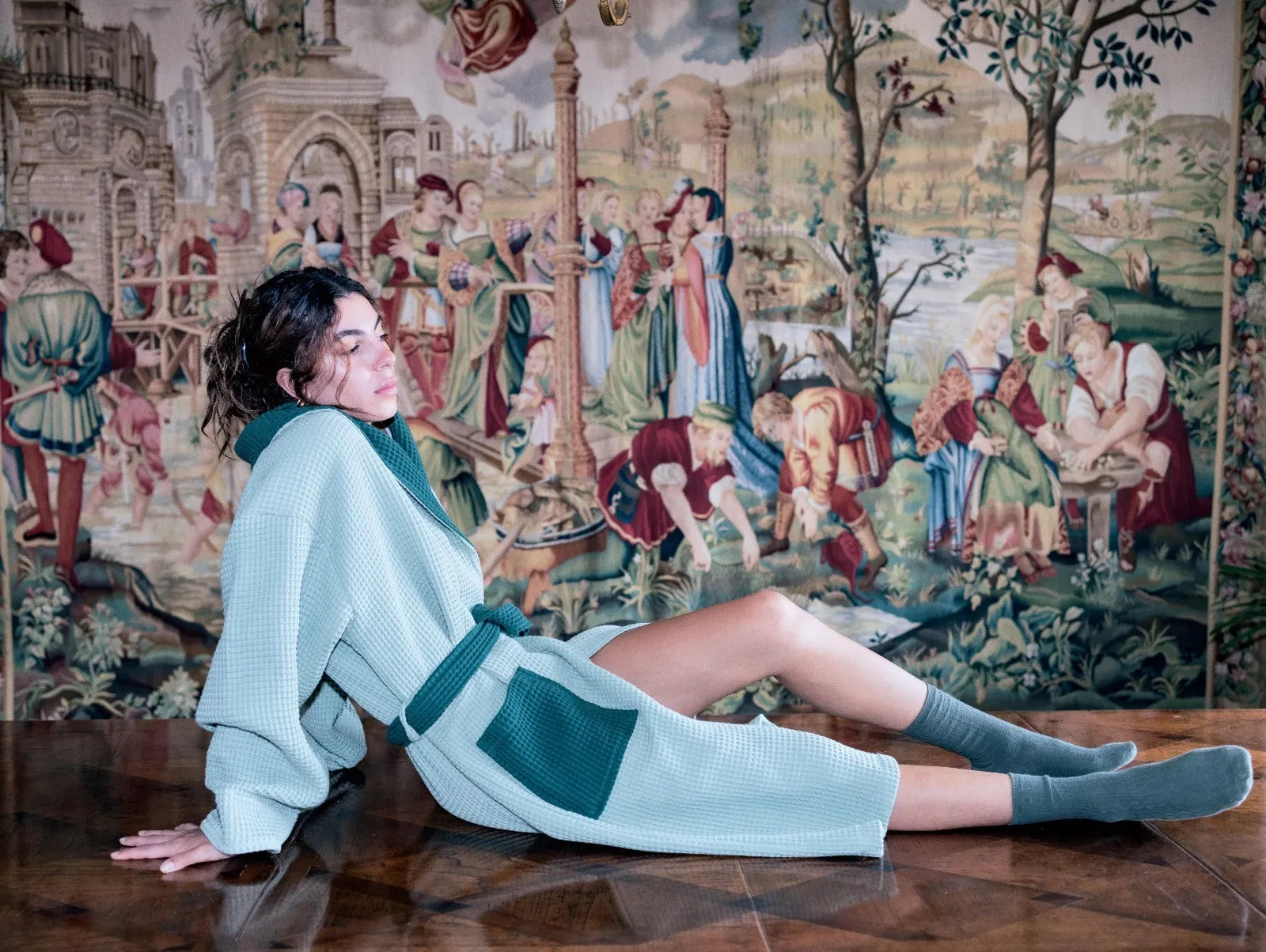 BATHROBE | WAFFLE LAUREL GREEN