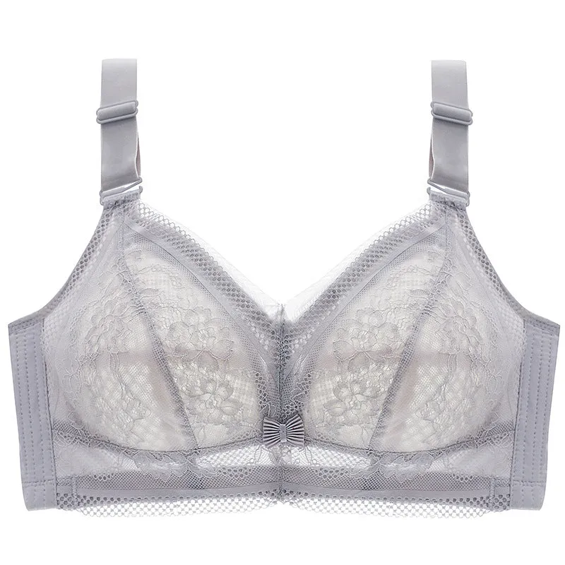 Big bust, small bra, thin underwear, women's wire-free bra, full cup, ultra-thin, large size, push-up, auxiliary breast support