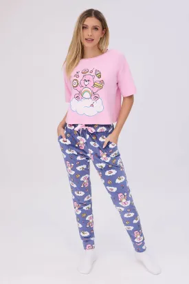Care Bears Super Soft Pajama Tee And Velour Pajama Jogger 2-Piece Set