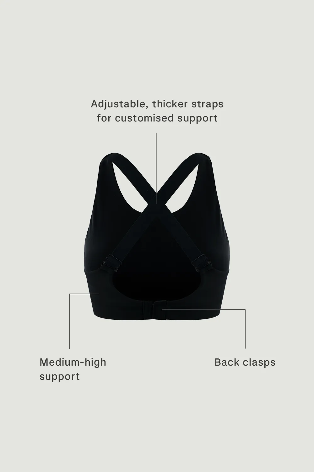 Clasp Bra (High Neck) in Black Sesame