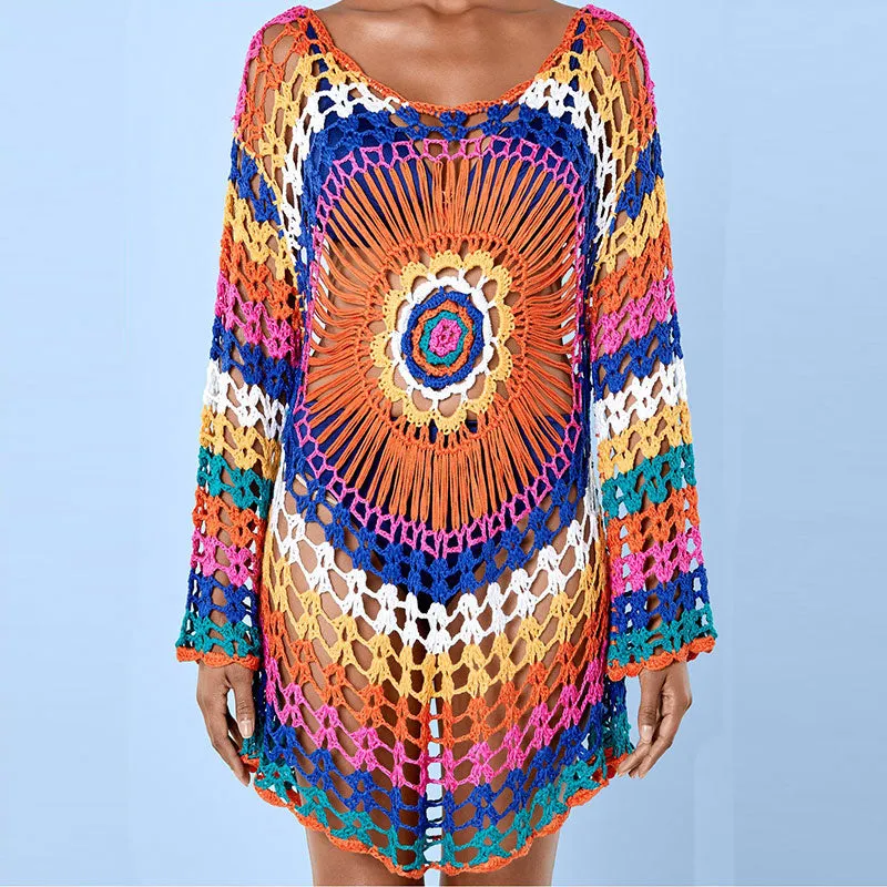 Crocheted Rainbow Beach Knit Blouse #Rainbow #Crocheted