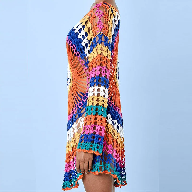 Crocheted Rainbow Beach Knit Blouse #Rainbow #Crocheted