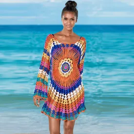 Crocheted Rainbow Beach Knit Blouse #Rainbow #Crocheted