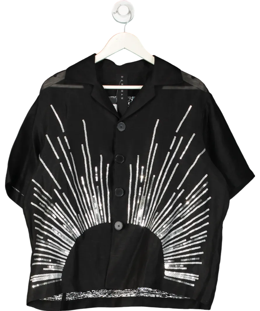 Danshan Black Sequin Sun Shirt UK M
