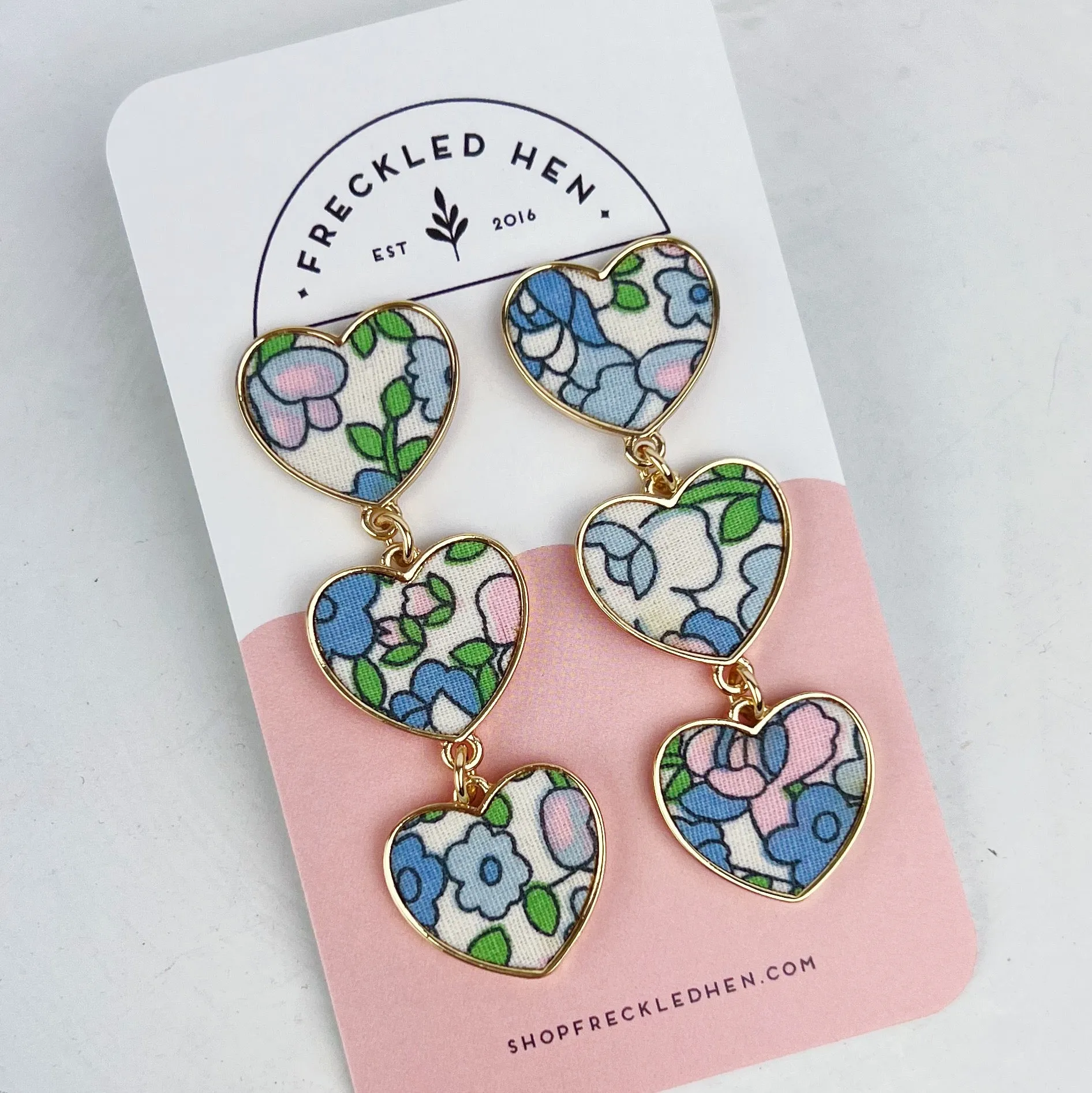 Eloise Vintage Floral Linked Heart Earrings
