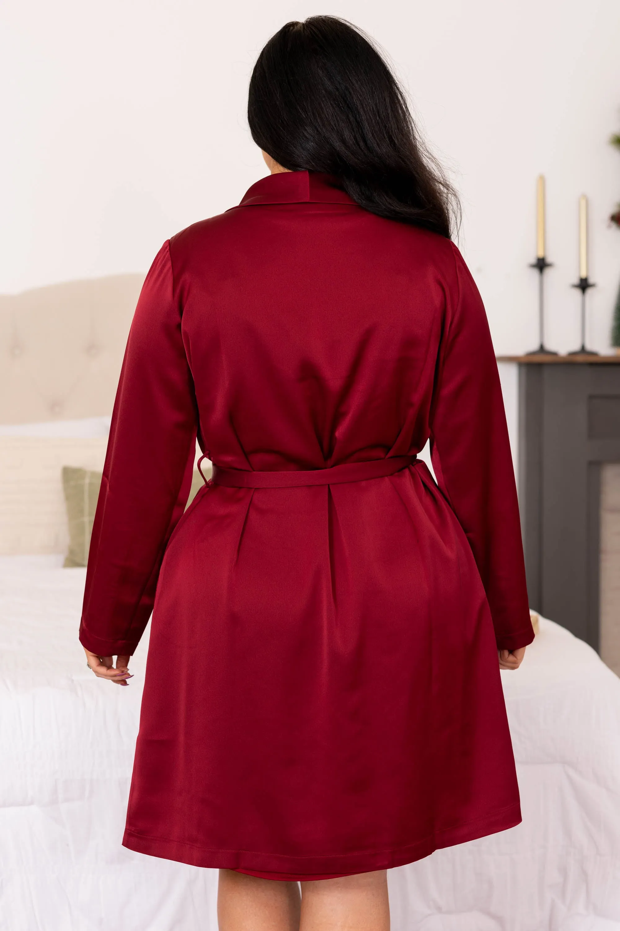 Find Your Inner Beauty Silky Satin Robe, Wine