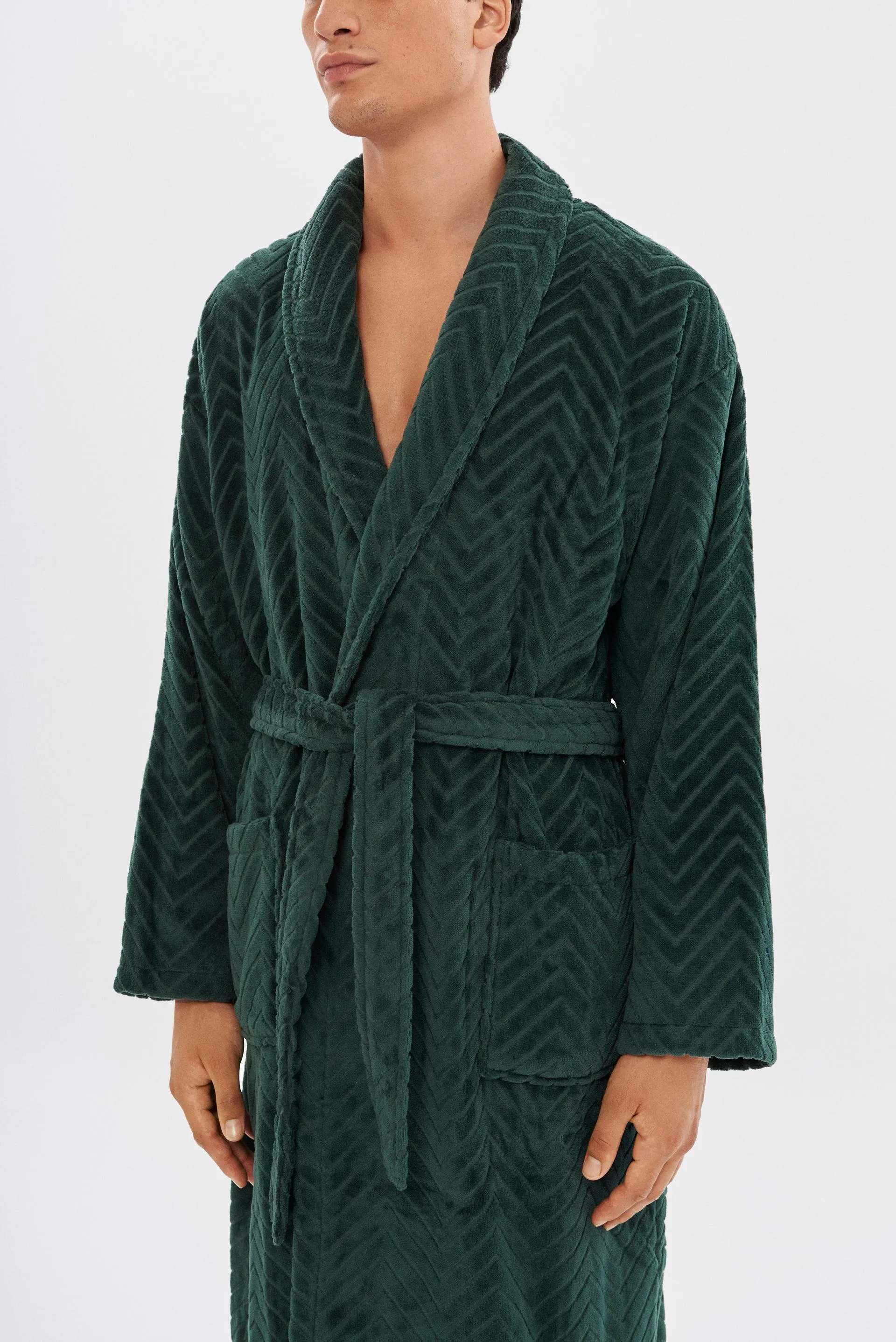 Green Velour Unisex Relaxed Fit Bathrobe - House Babylon
