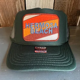 Hermosa Beach GOLF CARTS & YOGA PANTS High Crown Trucker Hat - Dark Green
