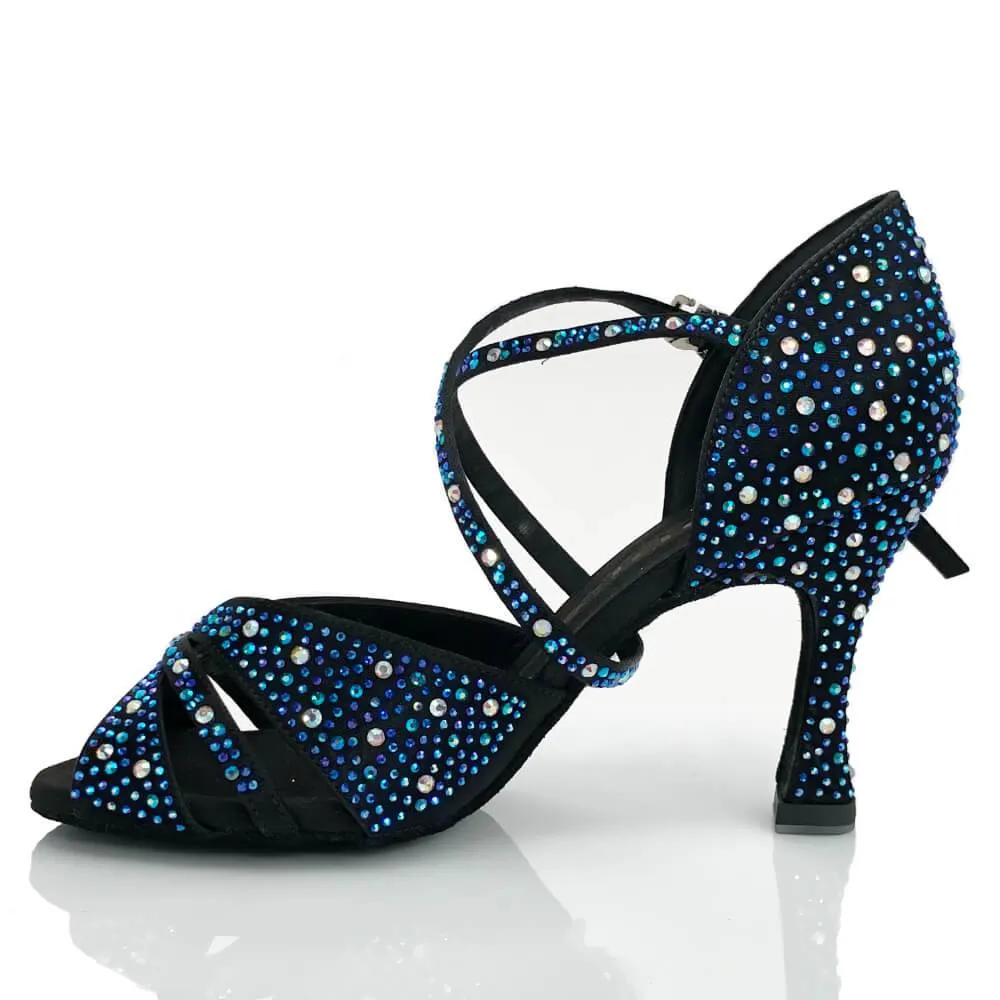 Jema - Black Satin - Suede Sole - Dance Floor Only
