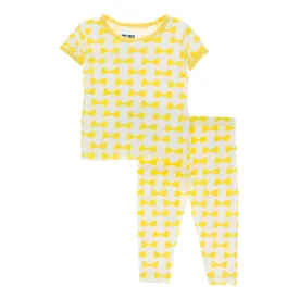 KicKee Pants Print Short Sleeve Pajama Set - Natural Farfalle