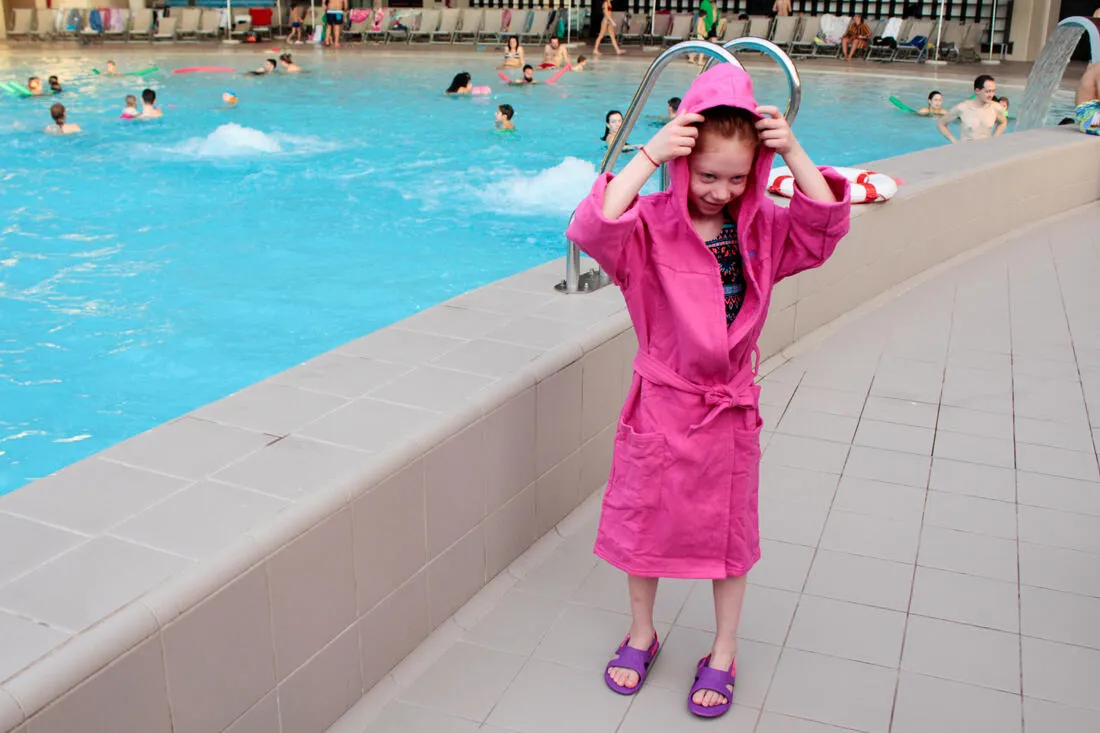 KIDS’ ORGANIC COTTON POOL BATHROBE -NAVY BLUE