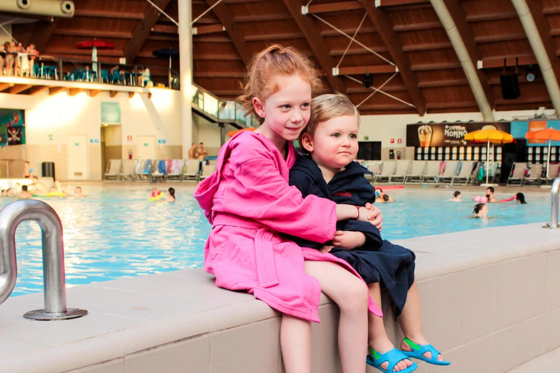 KIDS’ ORGANIC COTTON POOL BATHROBE -NAVY BLUE