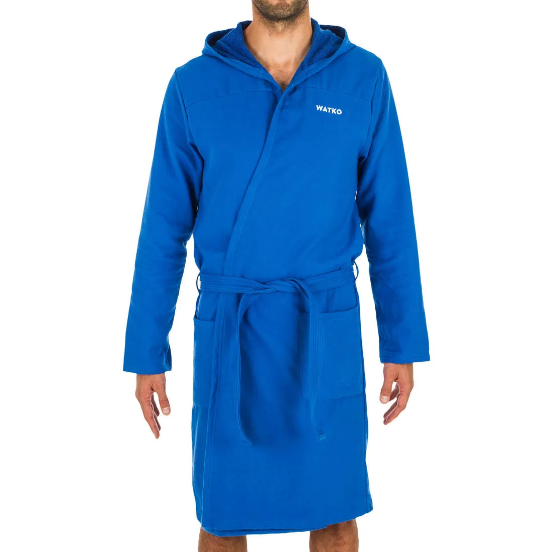Men's organic cotton pool bathrobe - dark blue
