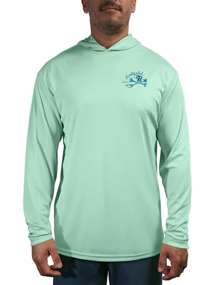 Men's Skeleton Water Bones UV Hooded Fishing Shirt by Rattlin Jack | Dye Sublimation on Quick Dry Fabric