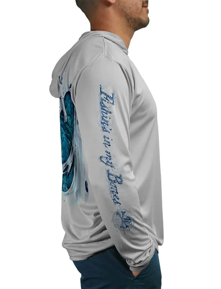 Men's Skeleton Water Bones UV Hooded Fishing Shirt by Rattlin Jack | Dye Sublimation on Quick Dry Fabric