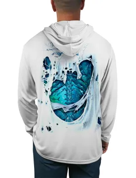 Men's Skeleton Water Bones UV Hooded Fishing Shirt by Rattlin Jack | Dye Sublimation on Quick Dry Fabric
