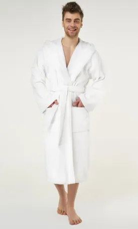 Mens Terry Turkish Bathrobe Cotton Towel Robe, Comfy Men's Robe Long Hooded