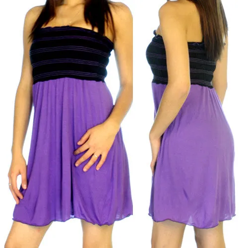 New Y2K Mini Tube Bandeau Dress/Top Sleeveless Strapless Made USA Blue Sundress