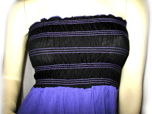 New Y2K Mini Tube Bandeau Dress/Top Sleeveless Strapless Made USA Blue Sundress