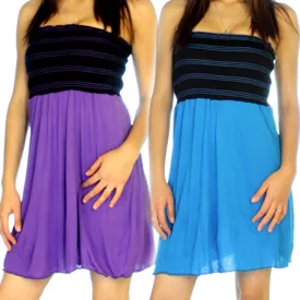 New Y2K Mini Tube Bandeau Dress/Top Sleeveless Strapless Made USA Blue Sundress