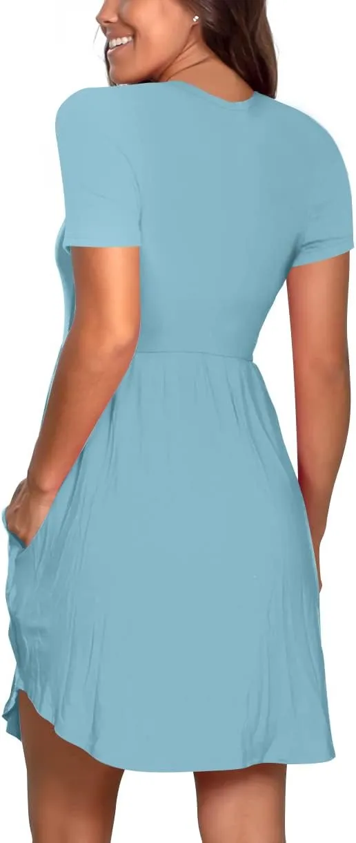 Nova In Sky Women's 2025 Casual Dresses Short Sleeve Summer Dress Loose Fit Sundress with Pockets