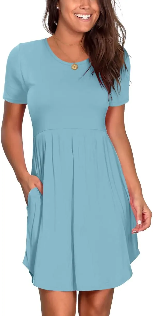 Nova In Sky Women's 2025 Casual Dresses Short Sleeve Summer Dress Loose Fit Sundress with Pockets