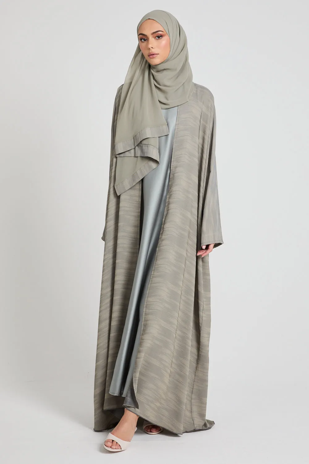 Premium Chenille Textured Bisht - Sage Grey - Limited Edition