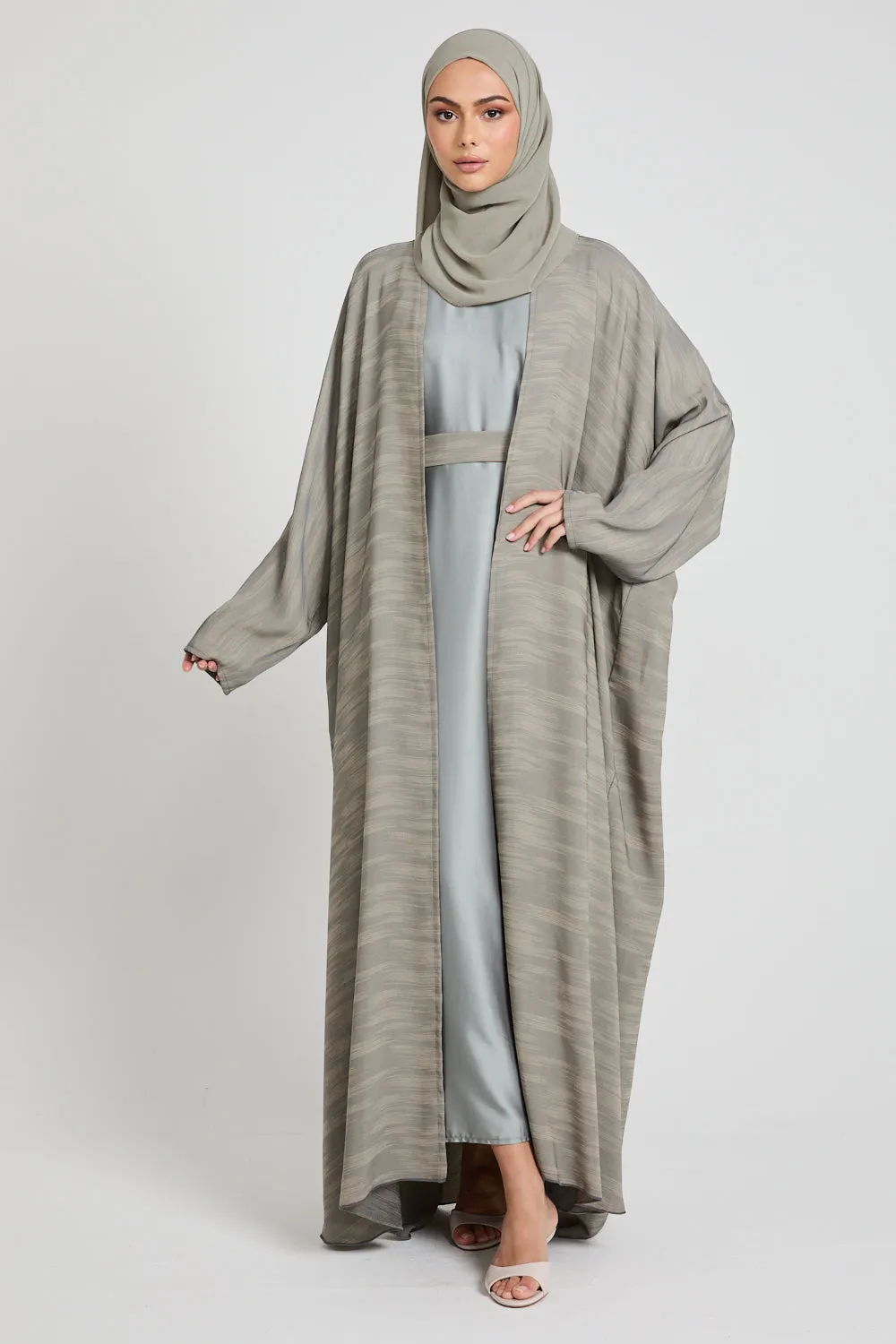 Premium Chenille Textured Bisht - Sage Grey - Limited Edition