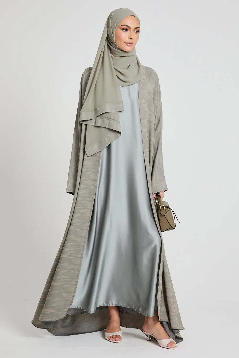 Premium Chenille Textured Bisht - Sage Grey - Limited Edition