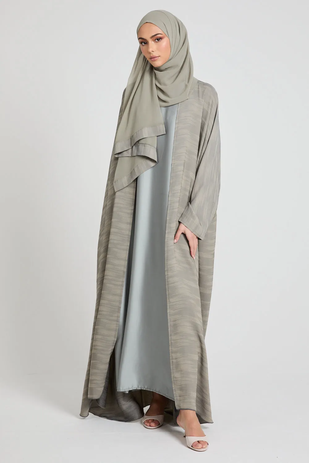 Premium Chenille Textured Bisht - Sage Grey - Limited Edition