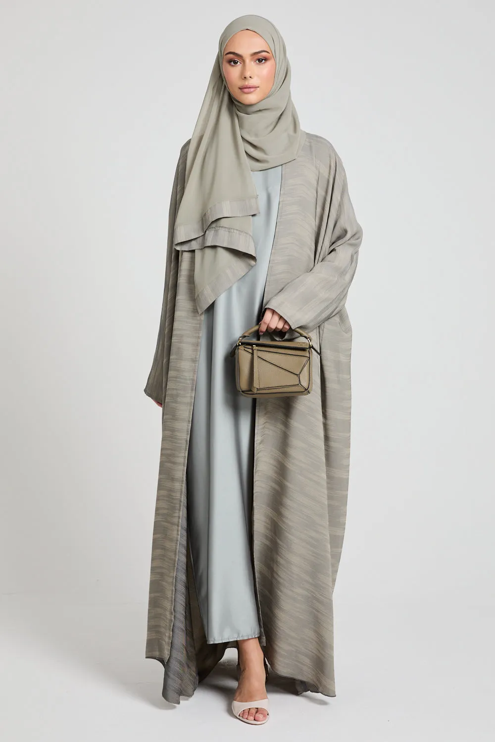Premium Chenille Textured Bisht - Sage Grey - Limited Edition