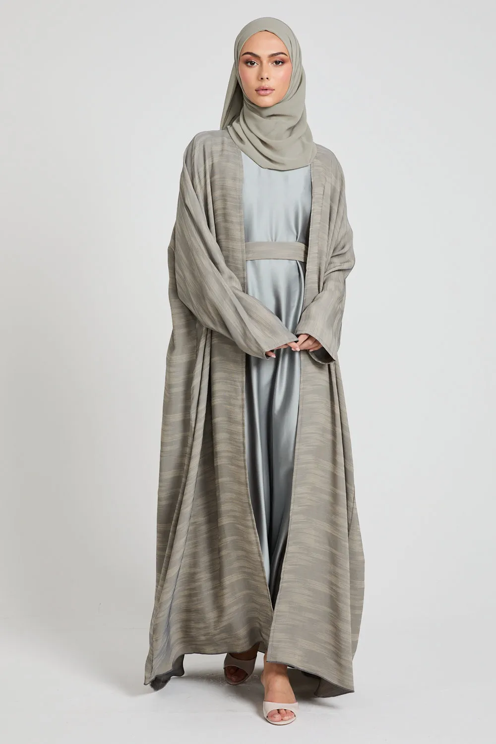 Premium Chenille Textured Bisht - Sage Grey - Limited Edition