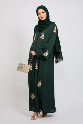 Premium Royal Fern Embellished Open Abaya