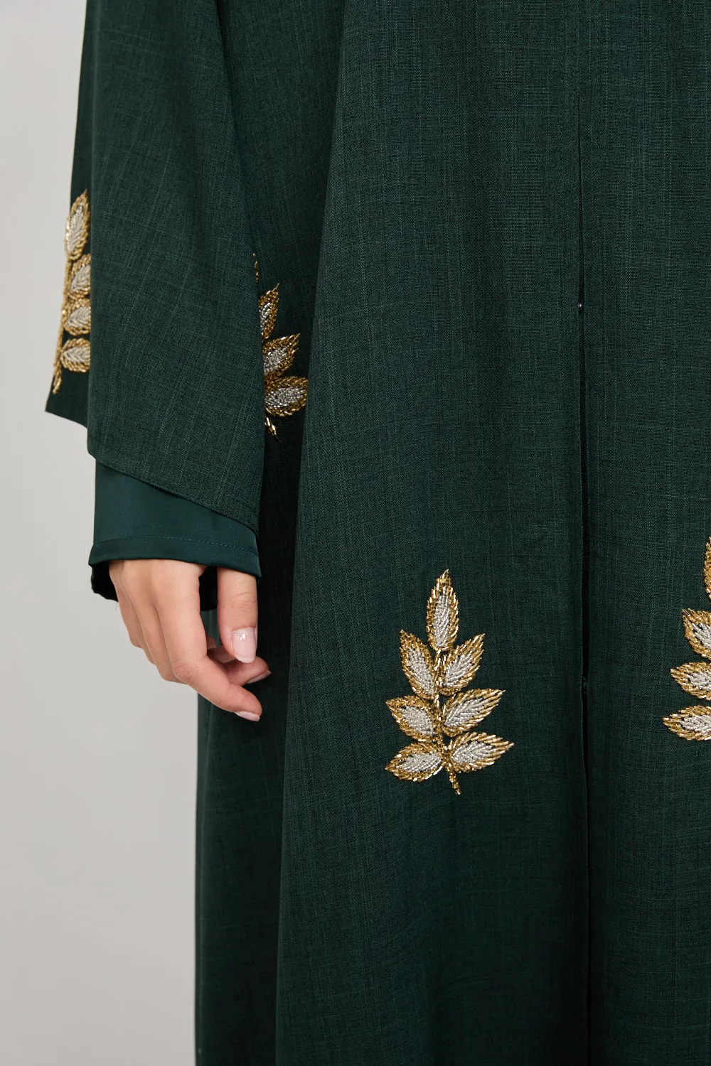 Premium Royal Fern Embellished Open Abaya