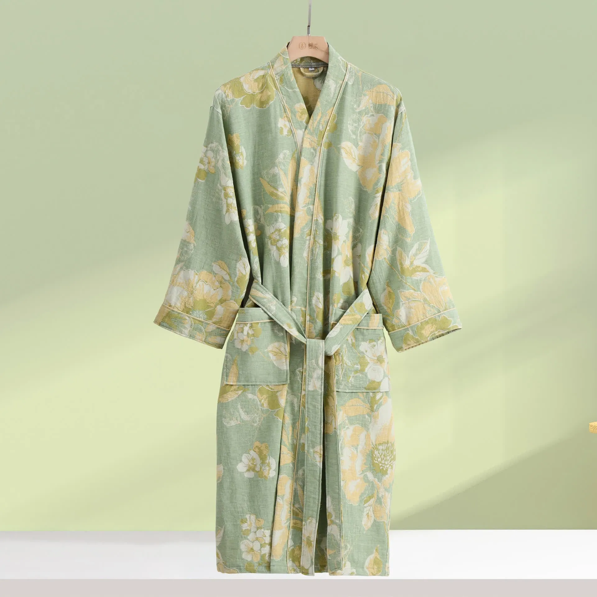 Pure Cotton Elegant Floral Soft Bathrobe