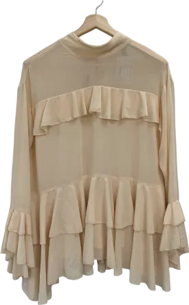 River Island Cream Sheer Ruffled Blouse UK 6