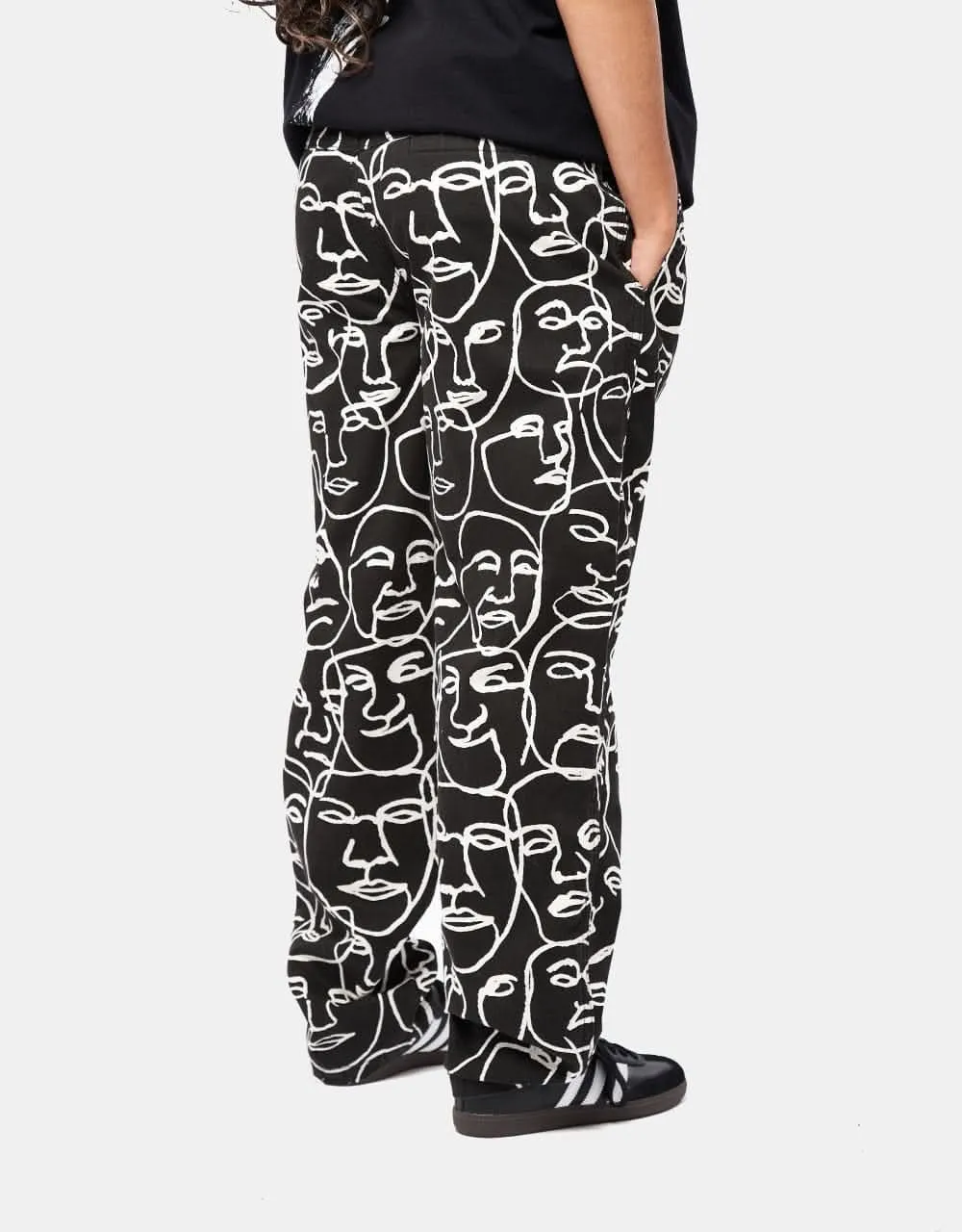 Route One Organic Baggy Pants - Faces Black/White