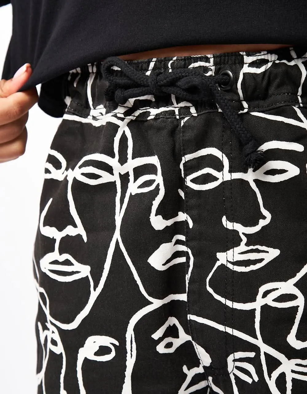 Route One Organic Baggy Pants - Faces Black/White
