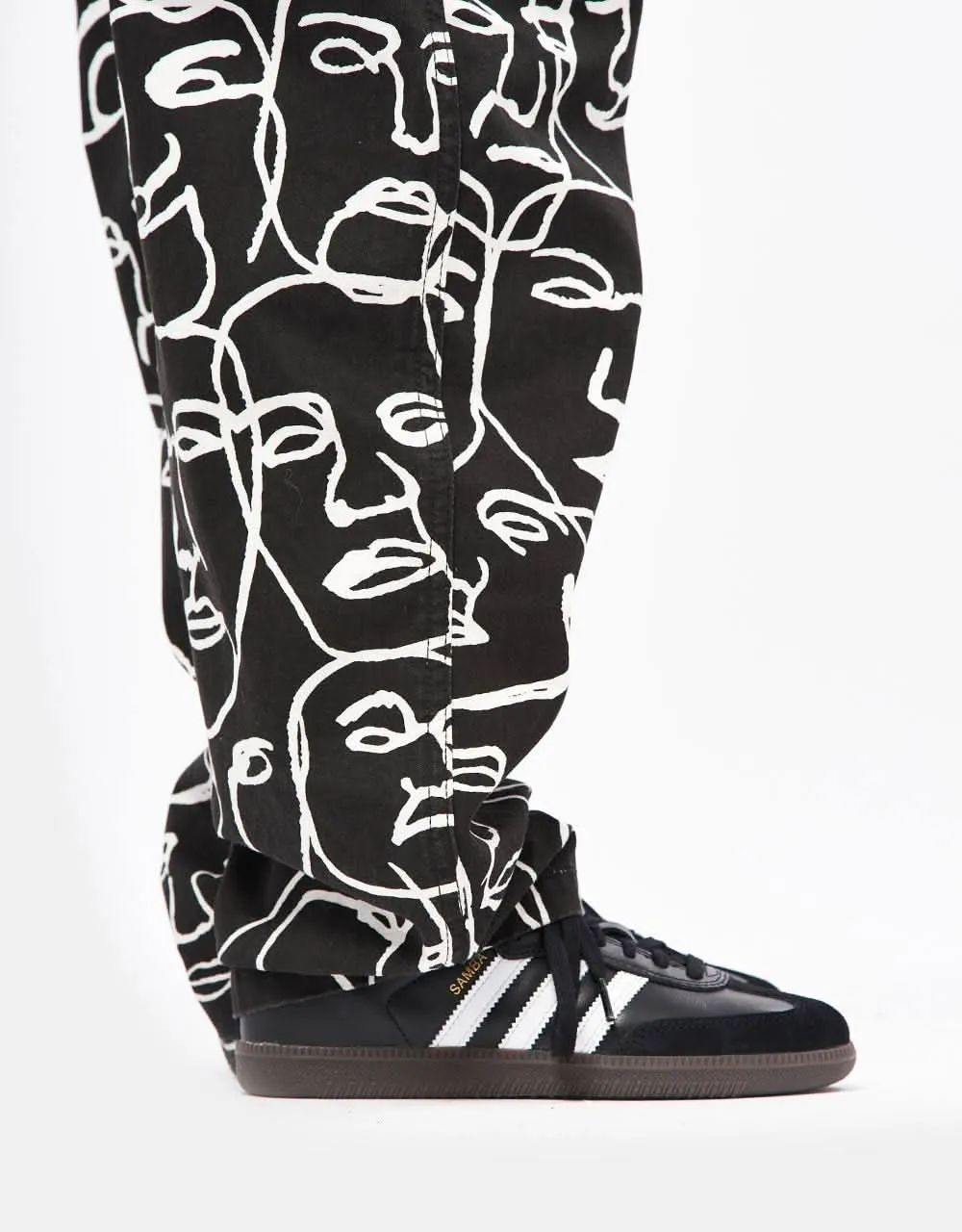 Route One Organic Baggy Pants - Faces Black/White