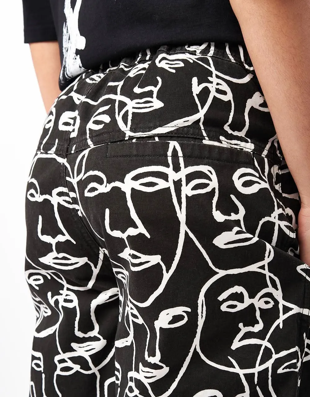 Route One Organic Baggy Pants - Faces Black/White