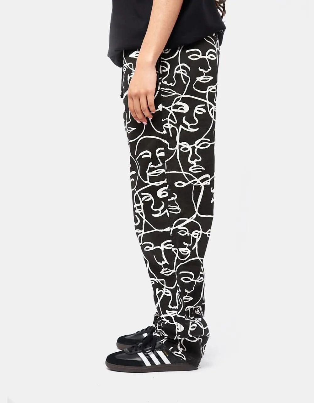 Route One Organic Baggy Pants - Faces Black/White