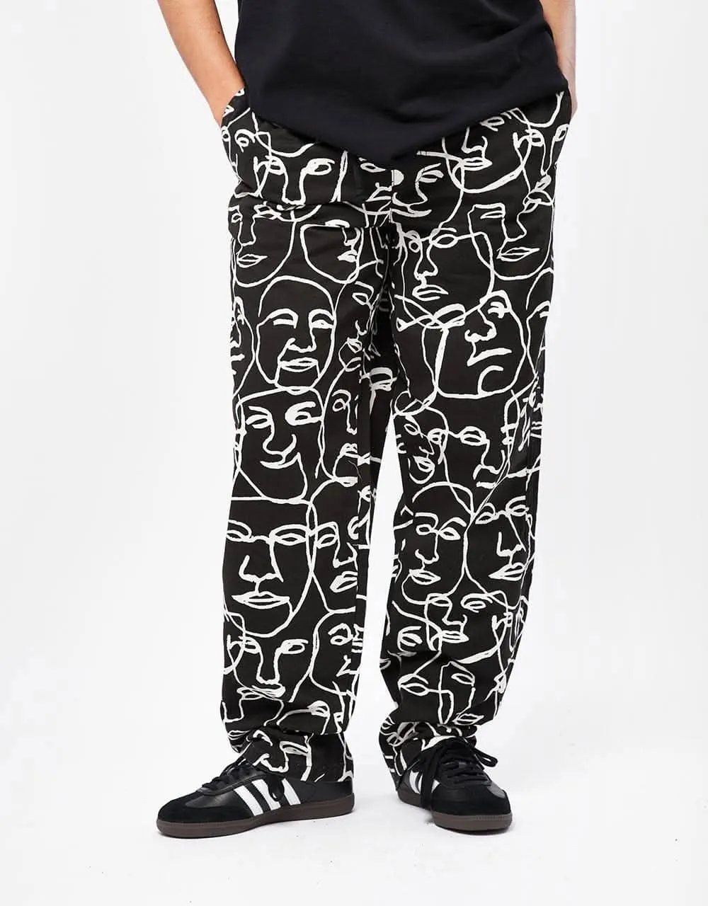 Route One Organic Baggy Pants - Faces Black/White