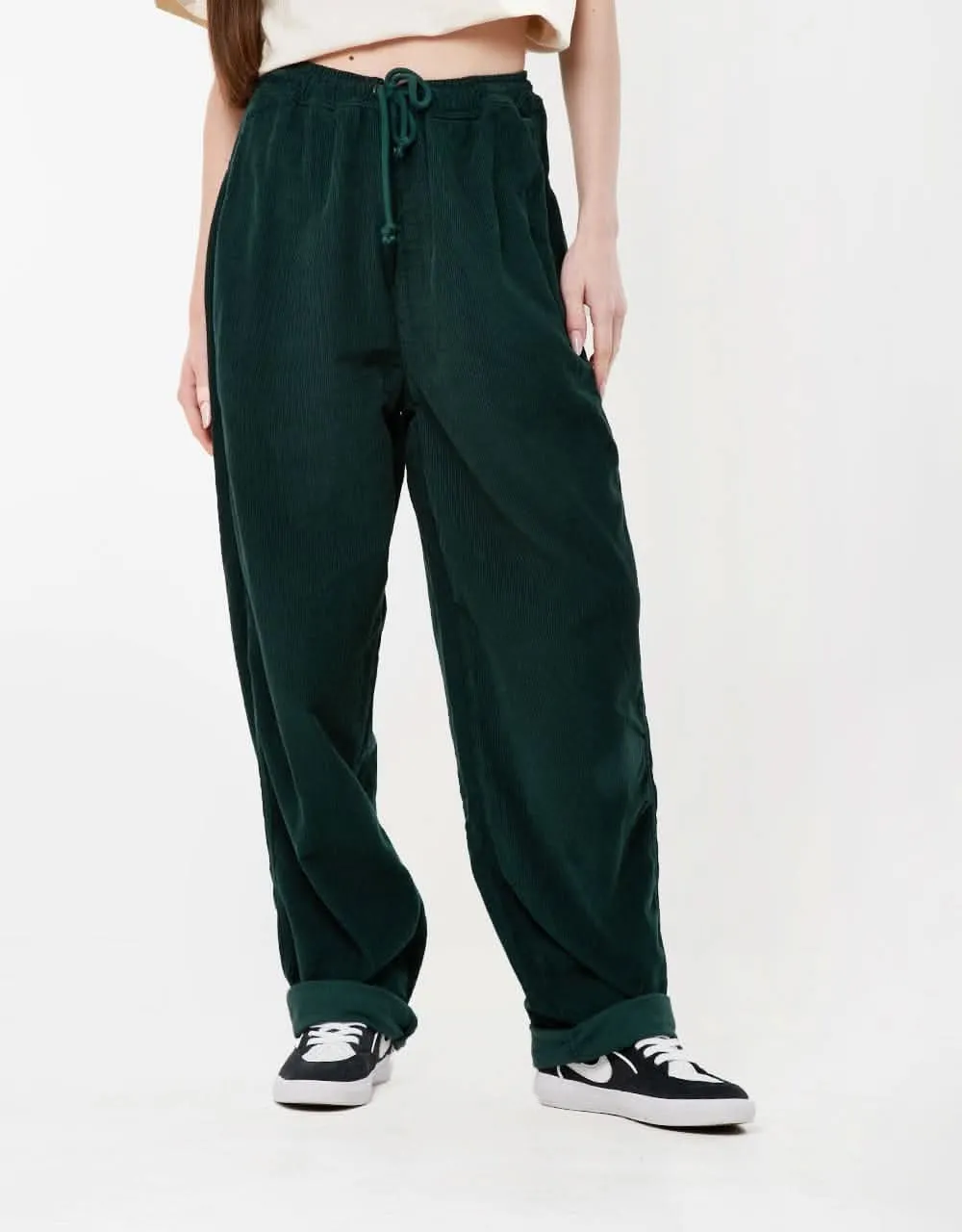 Route One Classic Cord Beach Pants - Forest Green